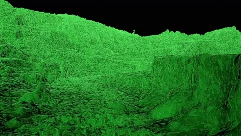 Original life overlooking scan using drones overlasy on top a 3d hardware Stock Footage 150204583