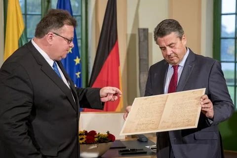 Original Lithuanian Independence Declaration document lent to Lithuania, Berlin, Stock Photos