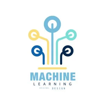 Original logo of machine learning. Computer technology and artificial Stock-Illustration