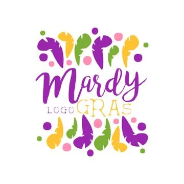 Original logo or label design template for Mardi Gras holiday with hand drawn Stock-Illustration
