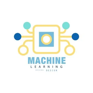 Original machine learning logo. Artificial intelligence concept. Industry of Illustrazione stock