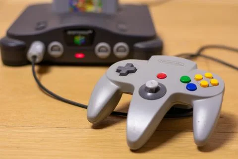 An Original Nintendo 64 Controller Stock Photos