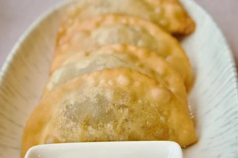 Original oriental mini chebureks Stock Photos