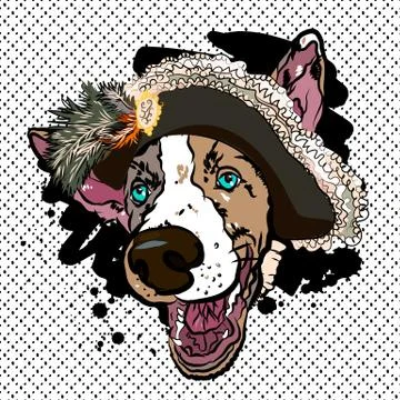 Original print with pirate dog. Vector illustartion. Stock Illustration
