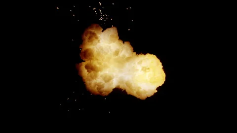 Original Pyromania Zero G Explosion plus matte Stock Footage 255612024