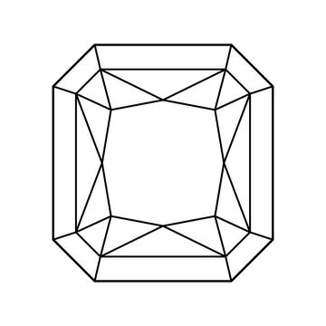 Original Radiant diamond cut shape. Design diagram. Diamond top view. Brilliant Illustrazione stock