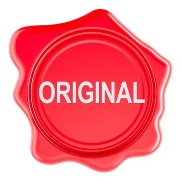 Original, red wax seal. 3D rendering Stock Illustration
