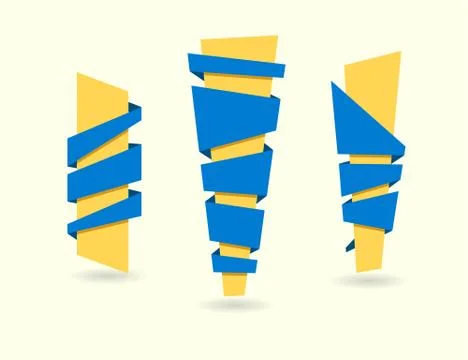 Original ribbon set Vector illustration Ribbons banners blue yellow Stock Illustration