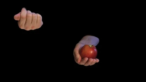 Original sin interpretation - apple and two hands Stock Footage 73133716
