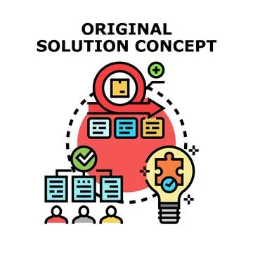 Original solution concept developing process and problem solving Stock Illustration