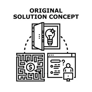 Original solution concept finding business problem solution Illustrazione stock