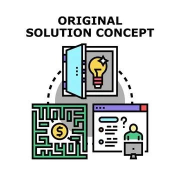 Original solution concept finding business problem solution 库存插图