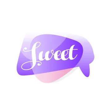 Original speech bubble in purple and pink color with message Sweet . Short Stock-Illustration