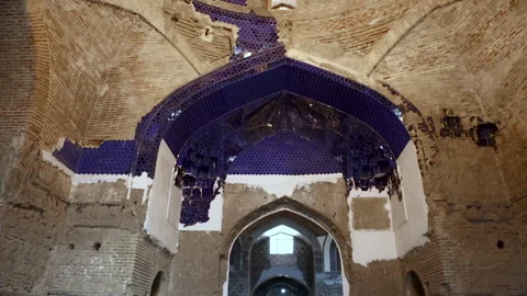 Original tiles on wall in Blue Mosque in Tabriz Stock Footage 290069055