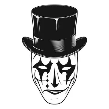 Original vector image of a theatrical mask in a cylinder. Joker Stock Illustration
