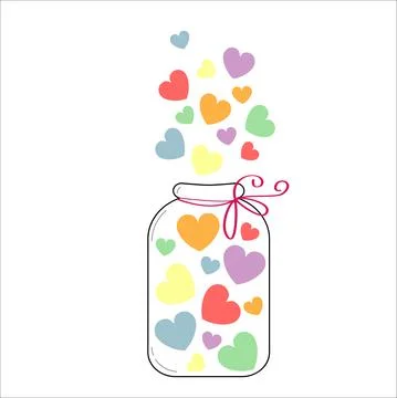 Original vector sticker, label or icon on LGBT topic using jar full of colourful Stock Illustration
