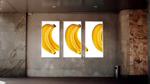 Original video presentation in the lobby with animated bananas Stock-Footage 225504055