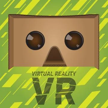 Original virtual reality cardboard headset device Stock Illustration