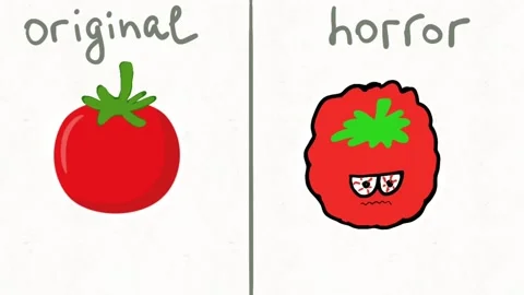Original vs Horror Fruits and Vegetables | Funny Creepy Transformation Animation Stock Footage 331571353