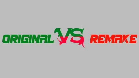 Original VS Remake Poster Text Letter Stylish Font HD Photo Background Wallpa Stock Illustration