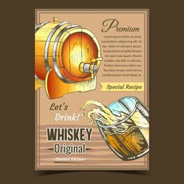 Original Whiskey Special Recipe Banner Vector Stock Illustration