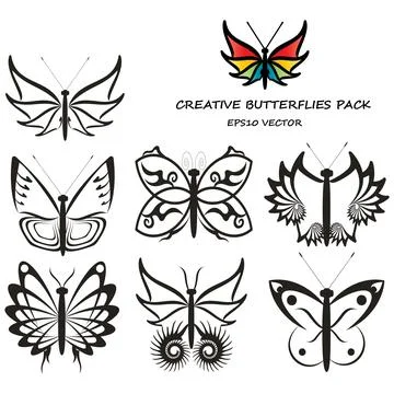 Originally designed vector  creative butterflies pack Stock Illustration