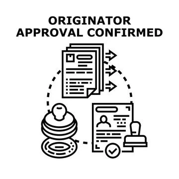 Originator approval confirmed document process concept Stock Illustration