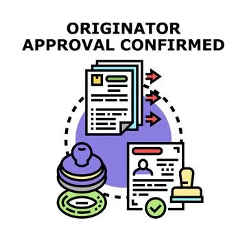 Originator approval confirmed document process concept Stock Illustration