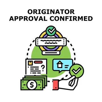 Originator approval confirmed process with document and finance Stock Illustration
