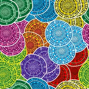 Orinetal seamless pattern with round shapes made of dots イラスト素材