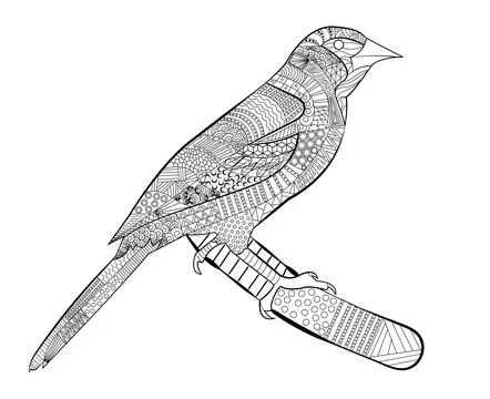 Oriole vector in Zentangle style Stock Illustration