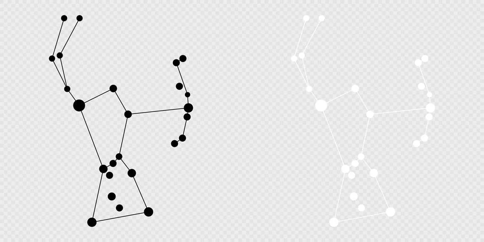 Orion constellation map set. Vector illustration. Stock Illustration