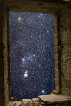 Orion constellations ancient window Stock Photos