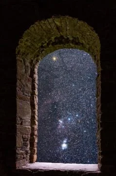 Orion constellations ancient window Stock Photos
