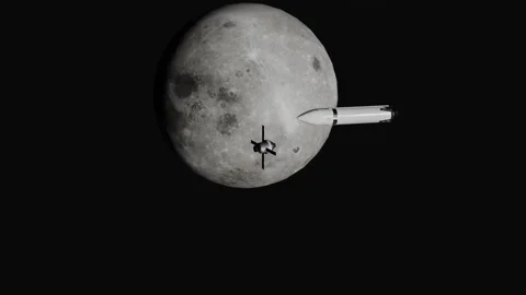 Orion Departs Lunar Orbit for Return to Earth | Artemis Mission CGI Animation Stock Footage 338353021