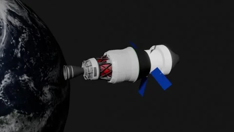 Orion Module Separation After Trans-Lunar Injection Stock Footage 338330944