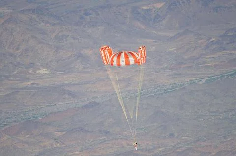 An Orion parachute development test takes place at U.S. Army Yuma Stock Photos