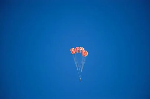 An Orion parachute development test takes place at U.S. Army Yuma Proving Ground Stock Photos