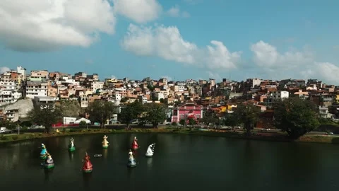 Orixa statues in the Dique de Tororo park in central Salvador, Bahia, Brazil. Stock Footage 283748896