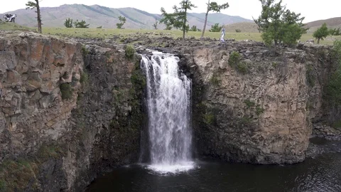 Orkhon waterfalls, Mongolia Video stock 115034544