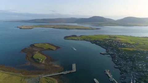 Orkney flight over coast Stock Footage 219809452