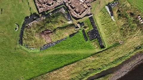 Orkney, Ness of Brodgar, Overhead Drone Clip, Neolithic Village, 4K Stock Footage 259900973