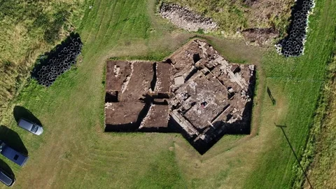 Orkney, Ness of Brodgar Structure 27 Drone View Neolithic Archaeological Dig, 4K Stock Footage 259904636