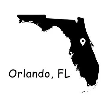 Orlando on Florida State Map with Location Pin on Orlando City Stock Illustration