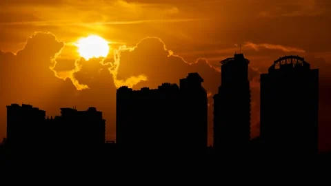 Orlando, Florida, Time Lapse at Sunset with Red Clouds and Fiery Sky, USA Stock Footage 159594386