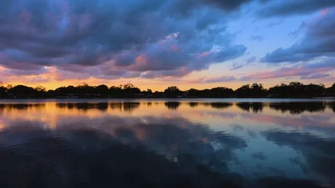 Orlando Lake Sunset Timelapse Stock Footage