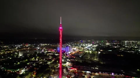 Orlando StarFlyer Night Drone Push Tower Top Stock Footage 320807052