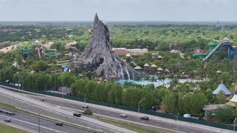 Orlando Universal Studios i4 Water Park Construction Wave Pool Theme Park T.. Stock Footage 305968057