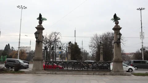 Orlov Most stone bridge over Perlovsk River in Sofia, Bulgaria 스톡 동영상 311351157