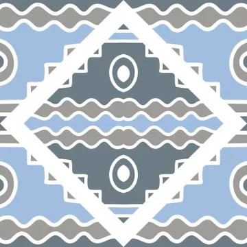 Ornament and geometric pattern for background, hand-drawn in trending blue Stock Illustration